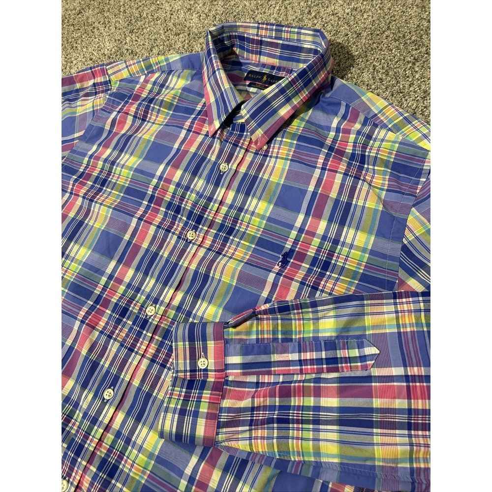 Ralph Lauren XXL Slim Fit  Performance Plaid Check Button Down Men's Shirt
